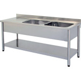 Plonge inox 2 bacs 1800x700mm avec égouttoir gauche