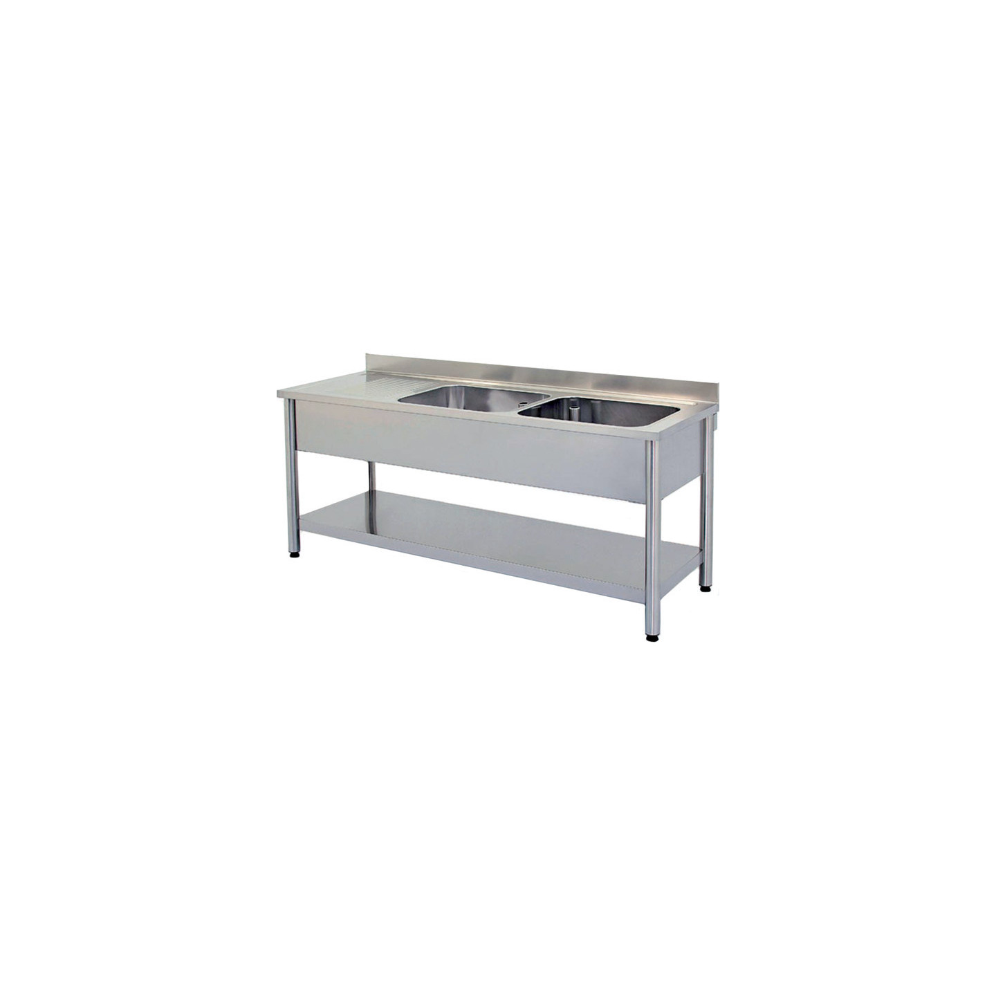 Plonge inox 2 bacs 1800x700mm avec égouttoir gauche