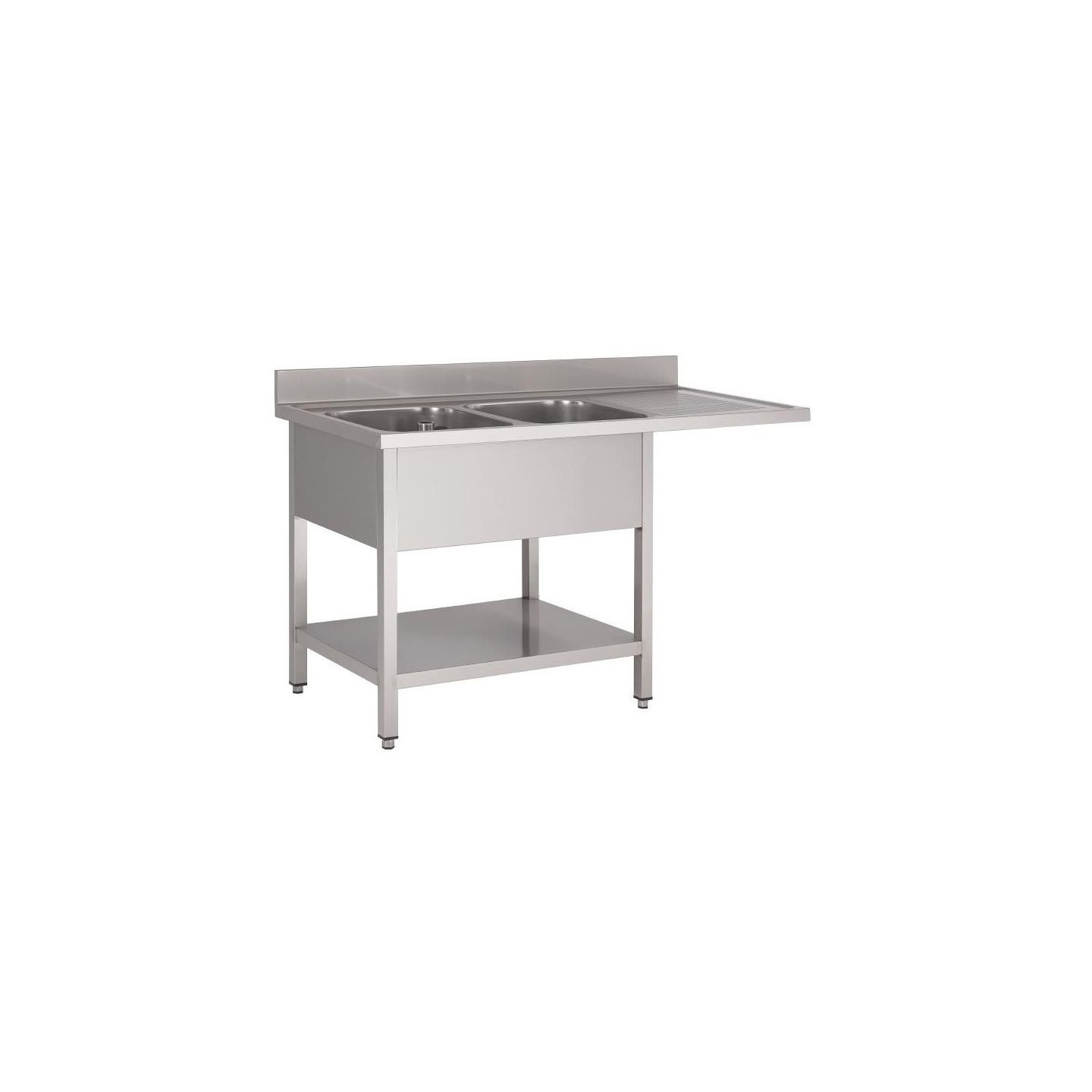 Plonge spéciale pour lave vaisselle 2 bacs, 1600x600 égouttoir Droite